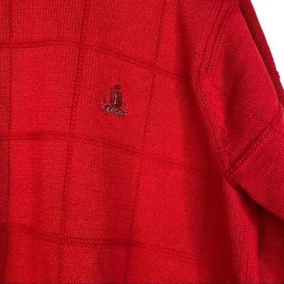 IZOD MEN'S RED KNIT LONG SLEEVE PULL-OVER SWEATER SIZE LARGE-EUC - Picture 3 of 7